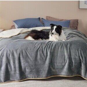 Bedsure Waterproof Blanket for Bed Intimacy- Sherpa Fleece, 90"x86", Grey